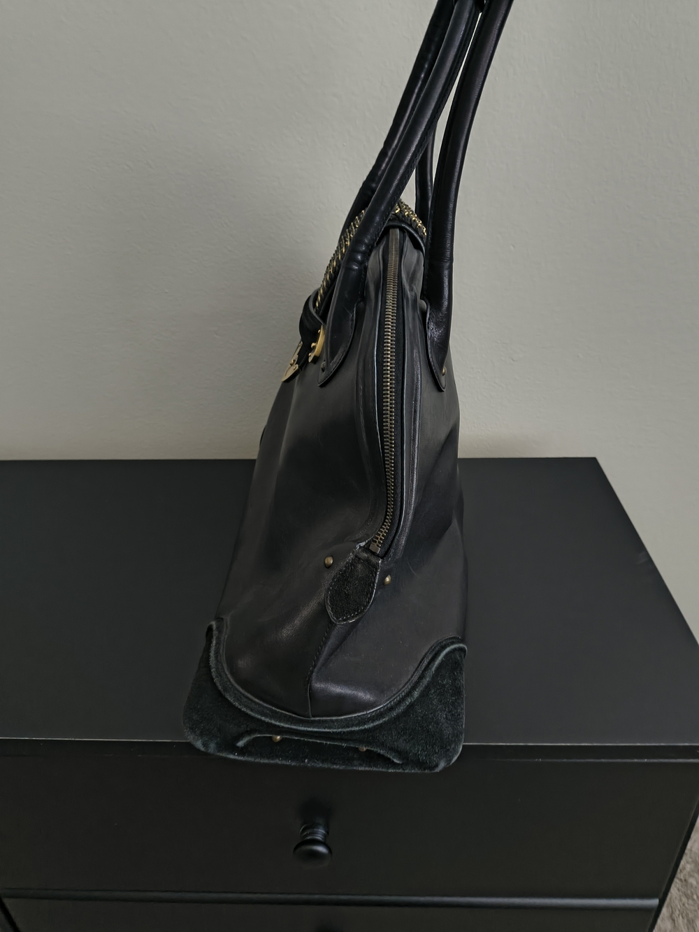 Dior Black Leather Satchel Shoulder Bag with Gold Hardware - Picture 5 of 9